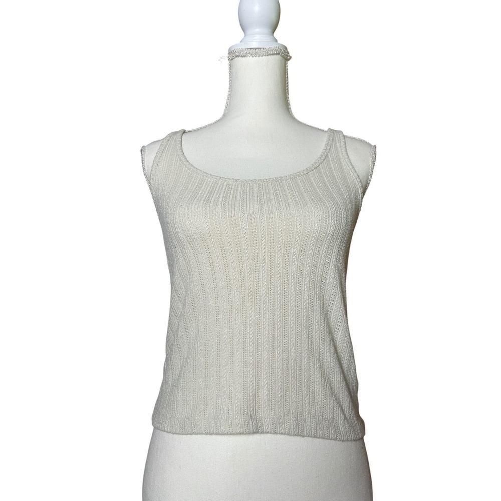 Gap Body Tank Top Sleeveless‎ Knit Ivory Women's Casual Summer Layering Comfy M